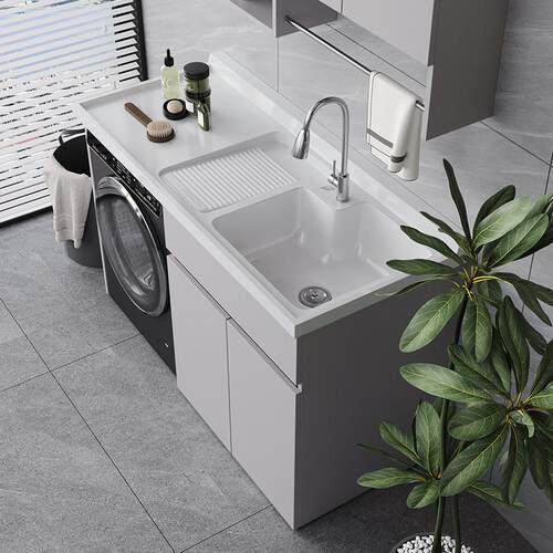 定制阳台柜洗衣机一体柜洗衣池台盆一体洗衣机柜伴侣组合洗手盆