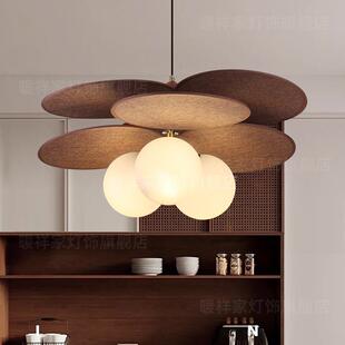 式 复古柿子藤编吊灯餐级厅卧室奶油风 中古法客吊厅灯高863感法式
