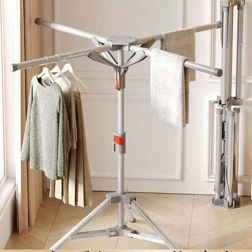 新款折叠晾衣架落地阳台室双杆加厚内伸缩多功能家用室内外晒衣架