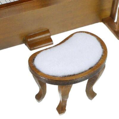Dollhouse Mini Furniture Model Upright Piano and Bench