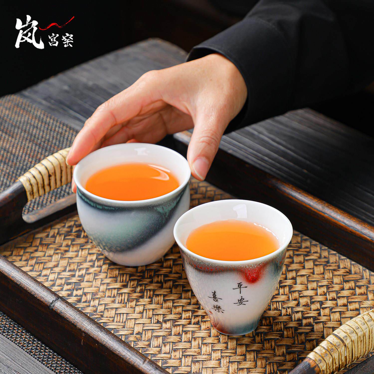 侘寂聚财主人杯陶瓷对杯茶杯个人专用夫妻一对功夫茶品茗杯礼盒装