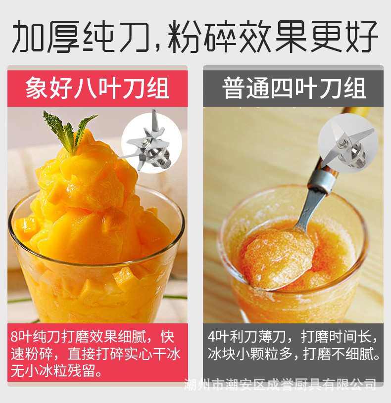 Песок льда 象好带罩隔音沙冰机商用奶茶店碎冰机搅拌榨汁破壁料理现磨豆浆机