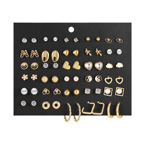 30 piece earrings set combination 花卉水钻耳环套装组合30件套