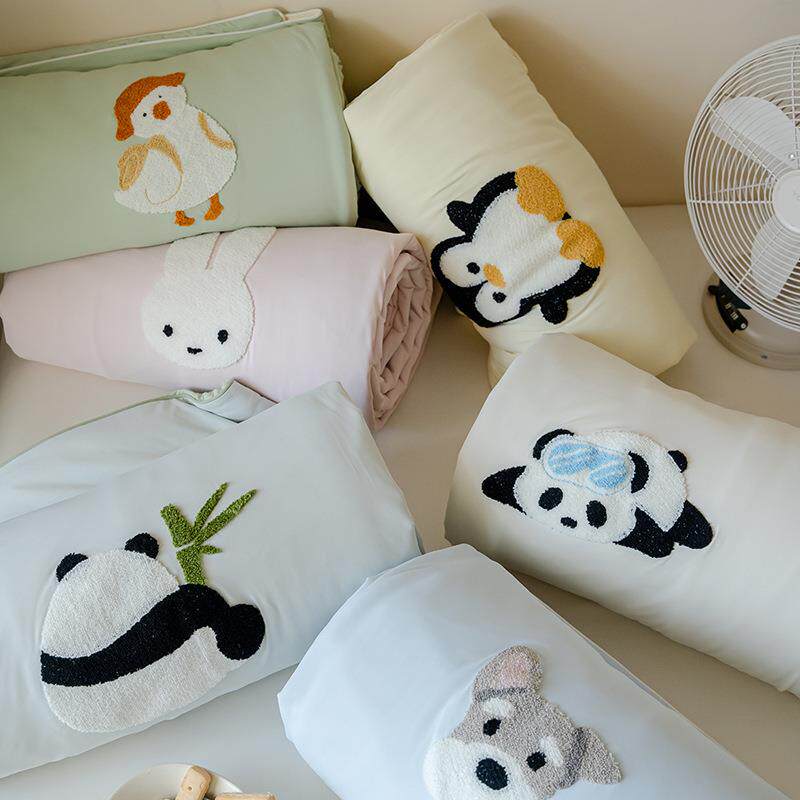 A类凉感冰皮空调夏被绣花卡通毛巾绣宿舍儿童可机水洗夏季夏凉被