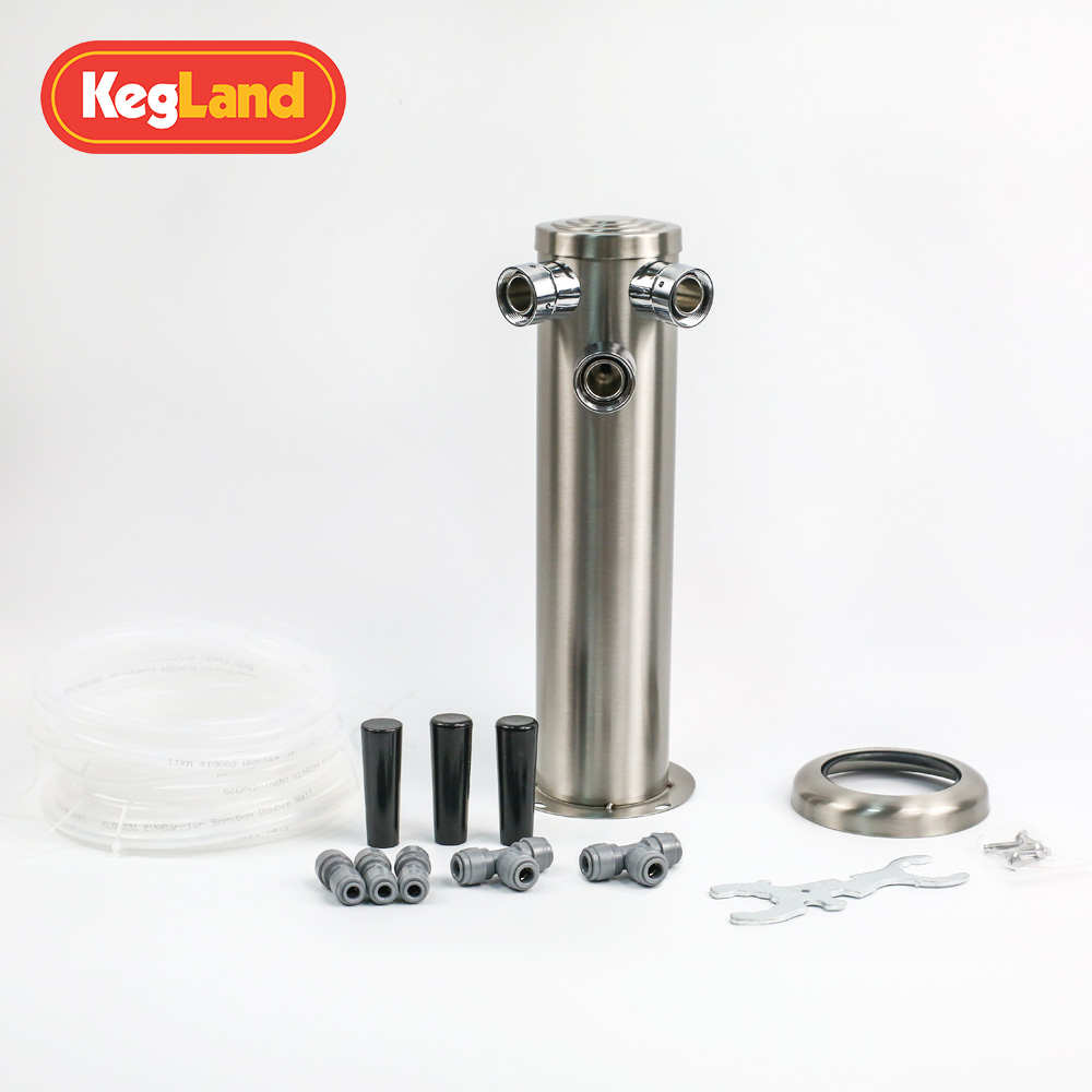 精酿啤酒设备不锈钢啤酒机三孔酒柱自酿酒吧酒柱配件套装 KegLand