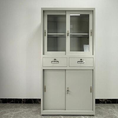 带锁储物资料柜办公室档案文件柜书柜加厚铁皮玻璃移门钢柜凭证柜
