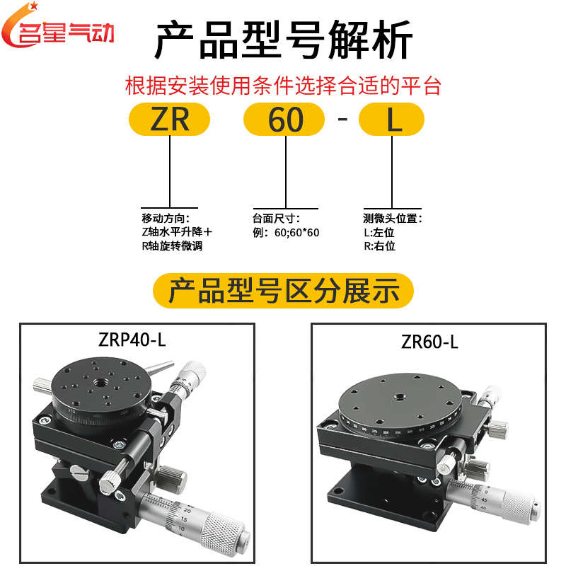 ZR轴旋转平台光学手动精密微调移动滑台升降位移平台ZRP40/60/125