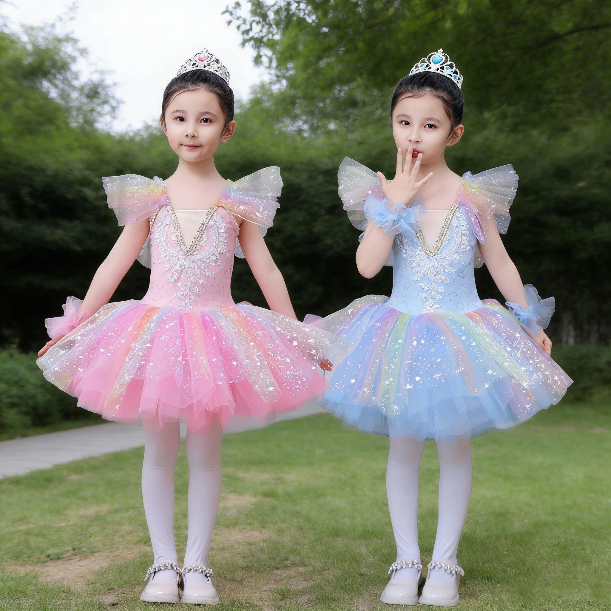 六一表演儿童服装芭蕾舞蹈演出服蓬蓬纱裙女童公主裙幼儿园舞蹈裙