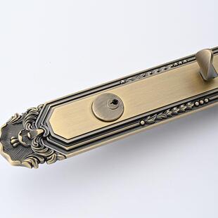 家用别墅大把手双开门锁新中式 防盗门拉手房门双拉执手门锁