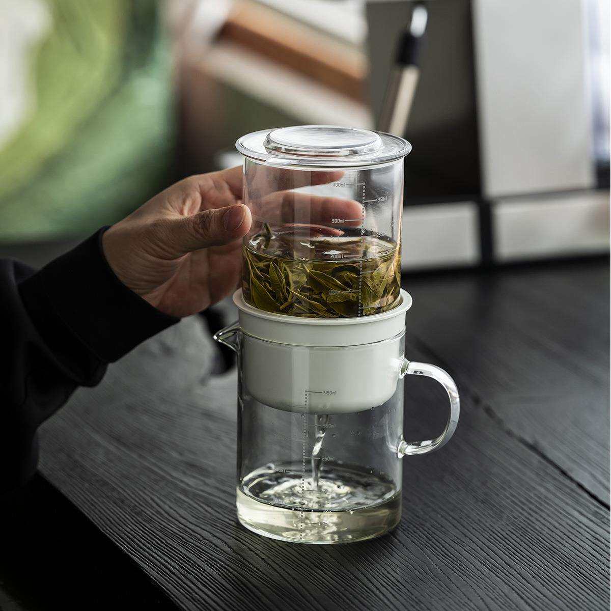 端作泡茶器懒人半自动泡茶器玻璃茶壶家用新中式泡茶壶办公室茶壶