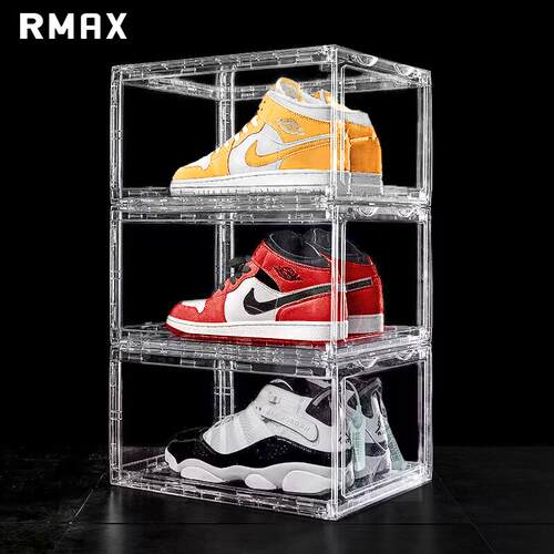 RMAX球鞋收纳盒AJ磁吸压克力全透明鞋盒网红鞋墙塑料简易折叠鞋柜