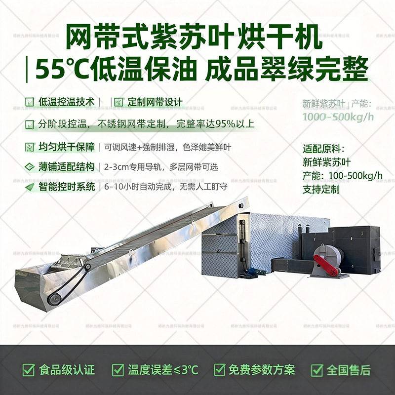 紫苏叶叶烘干机烧煤柴网带式烘干设备艾中叶材工业网带烘干机