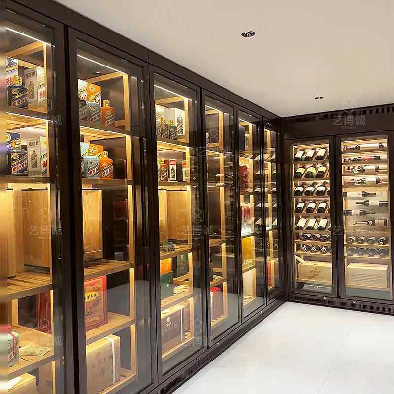 酒轻奢DOB锈钢恒温酒柜红酒展示柜客靠厅墙置物架金属装饰简约不