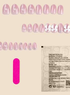 Pink Almond Press-on Nail Glossy Full Cover Artificial Nail