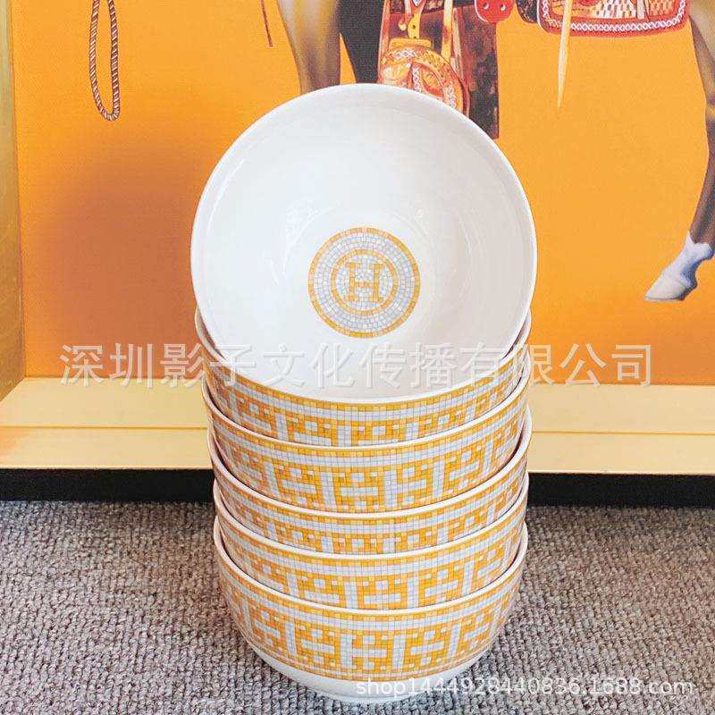 跨境欧式简约陶瓷餐具碗碟套装菜盘子碗筷宫廷风创意碗面碗鱼盘