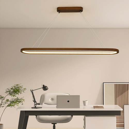 跨境极简胡台桃木代色长方形样餐厅吊灯简约现中国风吧862茶室板