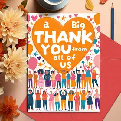 超大尺寸A4贺卡集体感谢感恩祝福慰问卡片信封定制离职送老师领导