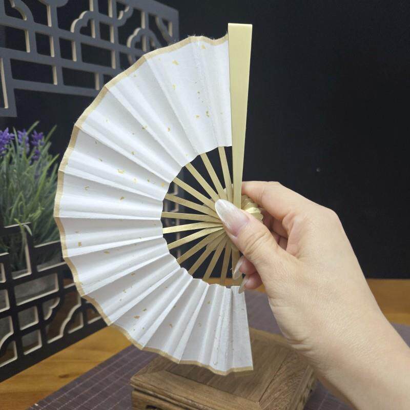 宣纸玉竹折扇空白书画绘画扇子古风水磨玉竹文玩工艺扇子苏工扇面