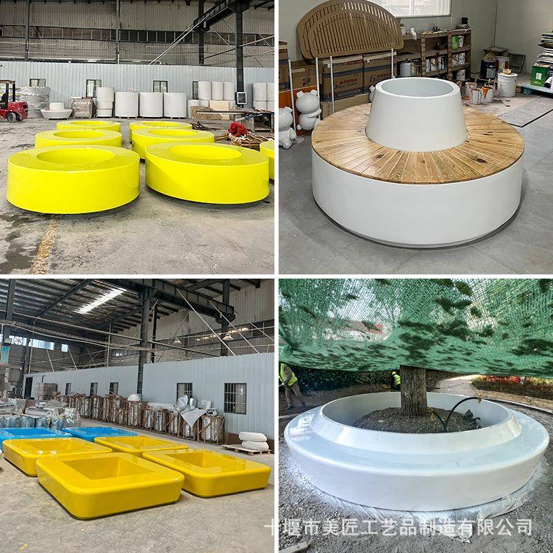 玻璃钢树池座椅商场花盆座椅公园种植池花坛学校围树凳树穴长条椅