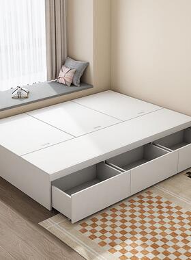 m单人米双床人床榻榻储y物收纳高箱实无头民宿无靠背床F77H5569矮