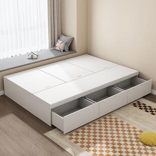 m单人米双床人床榻榻储y物收纳高箱实无头民宿无靠背床F77H5569矮