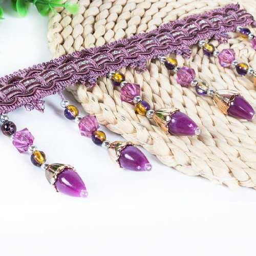 欧式窗帘花边珠子水晶窗帘幔头珠子花边流苏吊穗配件布艺花边12米