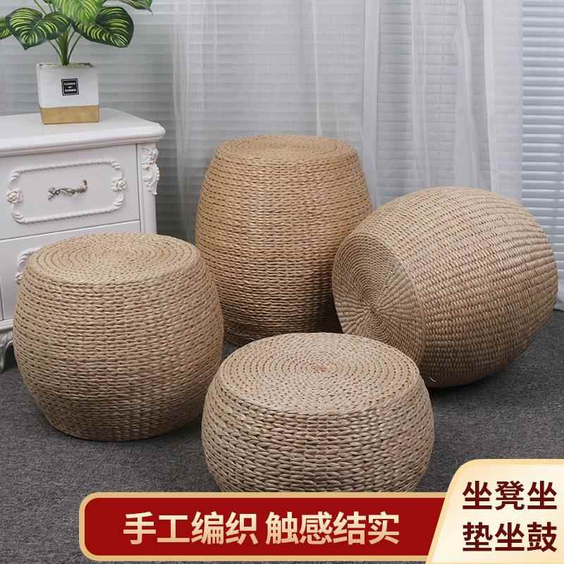 手工编织坐墩古典中式圆形草编家居榻榻米飘窗垫脚凳子矮凳
