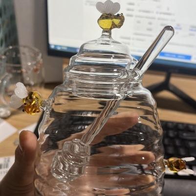 蜂蜜罐家用瓶透明283玻璃蜜罐带盖子玻搅拌蜂蜂蜜创意玻璃璃