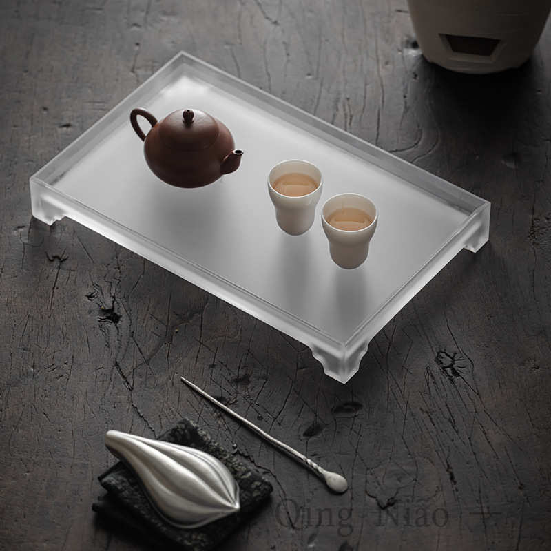 亚克力托盘置物架茶杯架茶壶放置收纳架家用轻奢磨砂茶盘茶具配件