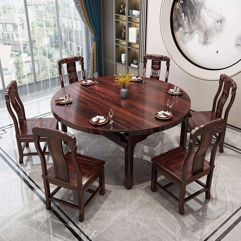 实叠现木餐桌椅代方中式902简约家用小户型可伸缩折圆两用经济型