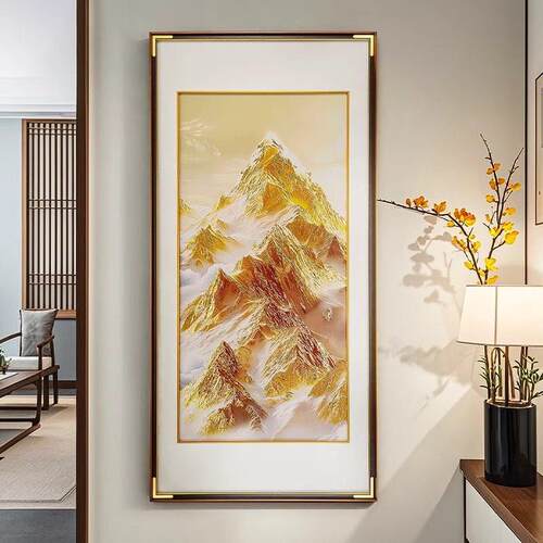 日照金山入户玄关装饰画走廊过道壁画高档办公室挂画背有靠山竖版