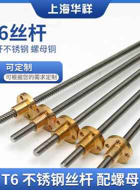 3D印表机丝杆T6不锈钢大导程梯形丝杆配铜螺母厂家直销可非标加工