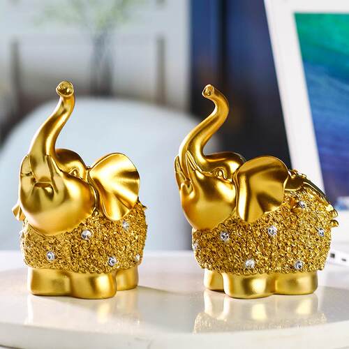 轻奢一对大象摆件招财客厅家居玄关展示柜酒柜装饰品办公室高级感