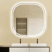 卧室led化妆镜梳妆台镜子智能带灯方形圆角梳妆镜挂墙壁挂式 镜子