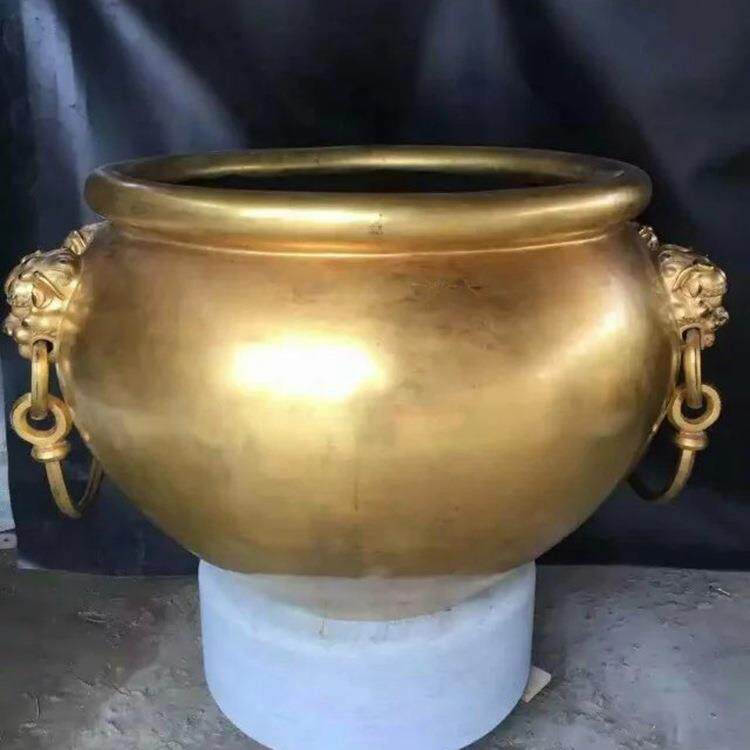 仿古纯铜缸工艺品居家风水摆件古玩收藏风水缸储物罐