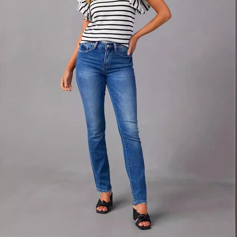 jeans commuter temperament washed straight waist high