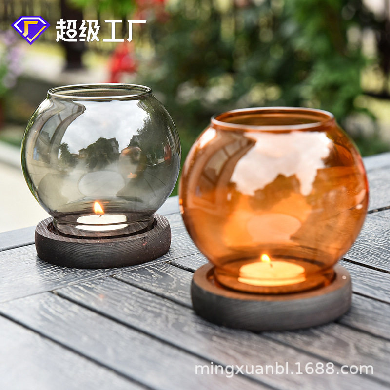 玻璃烛台烛光晚餐禅意复古烛台