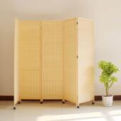 折叠屏风断客厅玄关屏折办公室遮挡帘实木竹编668 18隔简易移动带