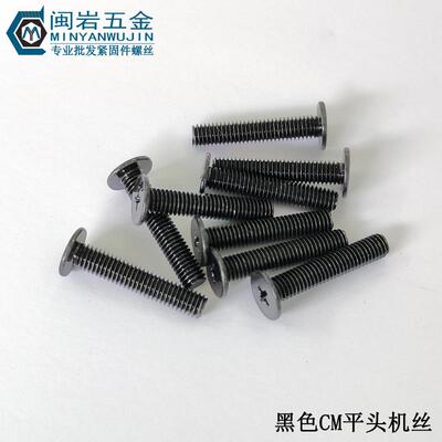 现货供应薄头十字机丝CM5*5-30,头径10 铁发黑 平圆头螺丝