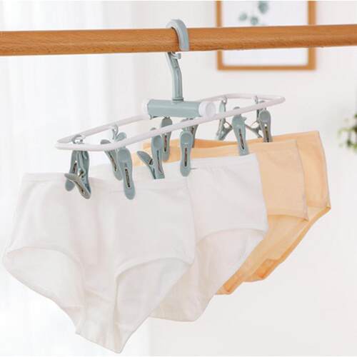 Creative Plastic Windproof 12-Clip Folding Hanger for Underw