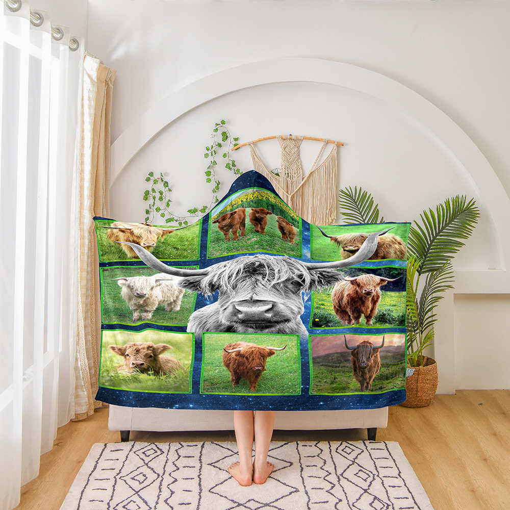 毯毯图案懒人印花连数码披风绒毯3d外贸家用牛帽披肩帽,床上用品,休闲毯/毛毯/绒毯,淘宝优惠券,粉丝福利购,淘宝优惠卷