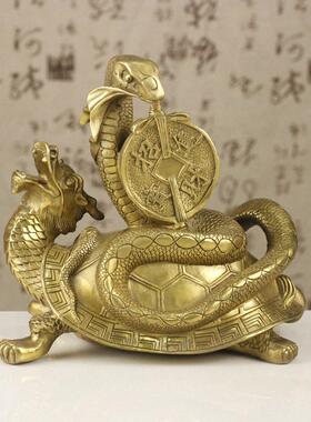 铜玄武摆件铜四方神龟蛇神兽龙龟家居金属工艺品客厅装饰品摆设