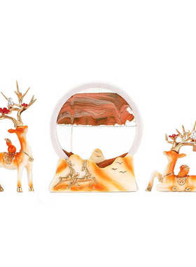 创意流沙摆件鹿摆件生财有路电视柜家居客厅书房玄关装饰乔迁礼品