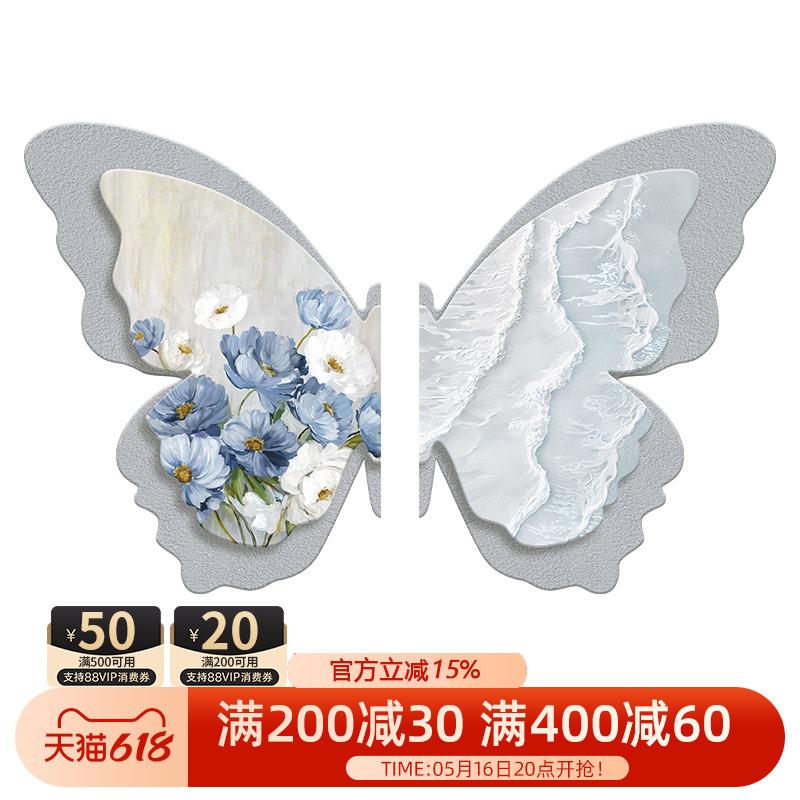 古转角客厅装画法复蝴蝶高级感饰壁20240828灯画拐角走廊过道餐厅