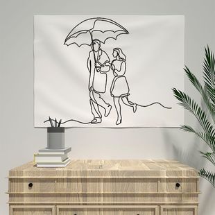 墙壁遮丑挂布挂毯高级感客厅墙布挂画免打孔女生卧室背景布中式毯