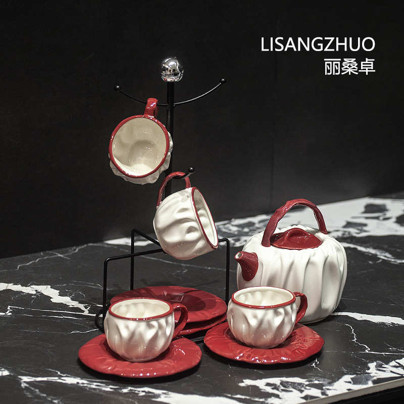 法式复古创意高颜值水具茶具陶瓷喝水杯子中古风茶壶茶杯家用待客