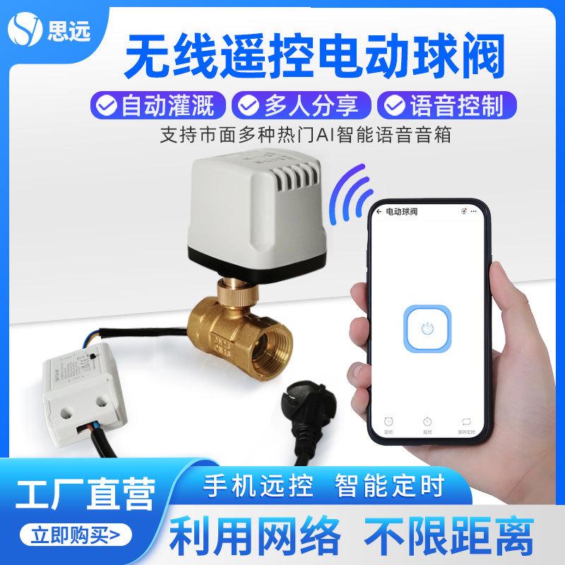 。wifi遥控防水电动球阀220V无线智能定时远程控制水阀开关黄铜阀