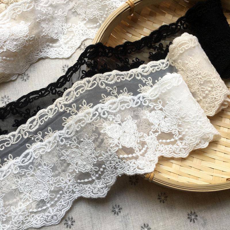 手工diy辅料网纱蕾丝刺绣花边锁边衣服婚纱装饰窗帘材料宽7.6cm