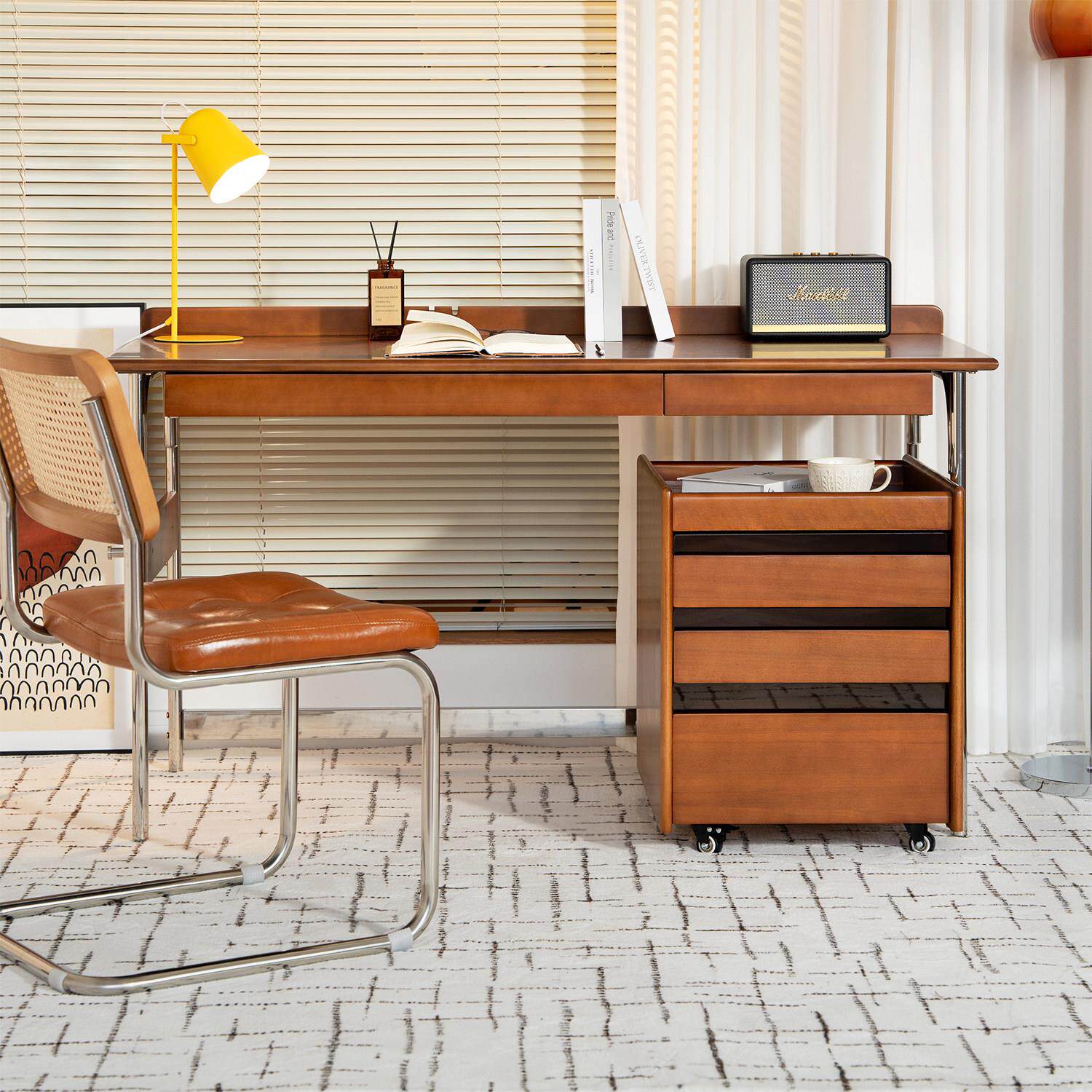 中古风实木书桌书房办公桌家用小户型台式电脑办公桌子客厅工作台