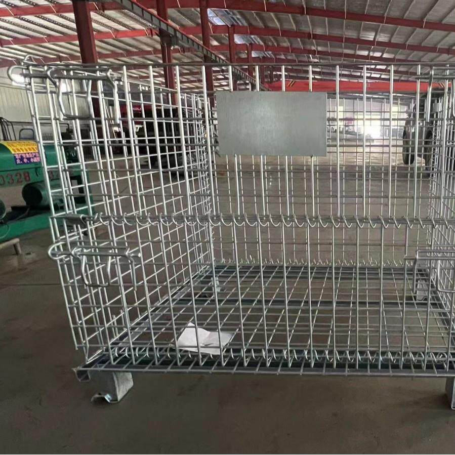 车间移动仓储笼折叠式铁筐不锈钢物流周转箱收纳筐金属网格蝴蝶笼
